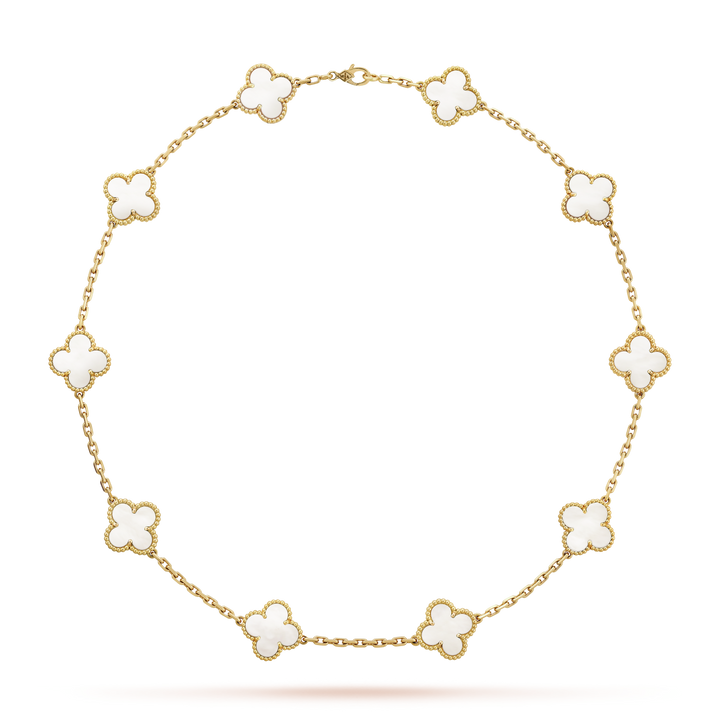 10 MOTIF CLOVER LAVISH NECKLACE - WHITE GOLD